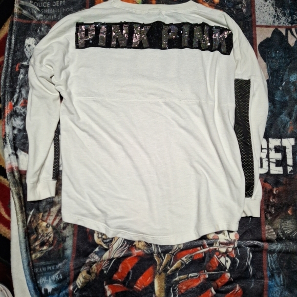 Victoria Secret PINK Sequin Bling Long Sleeve  Sz L - Picture 5 of 6